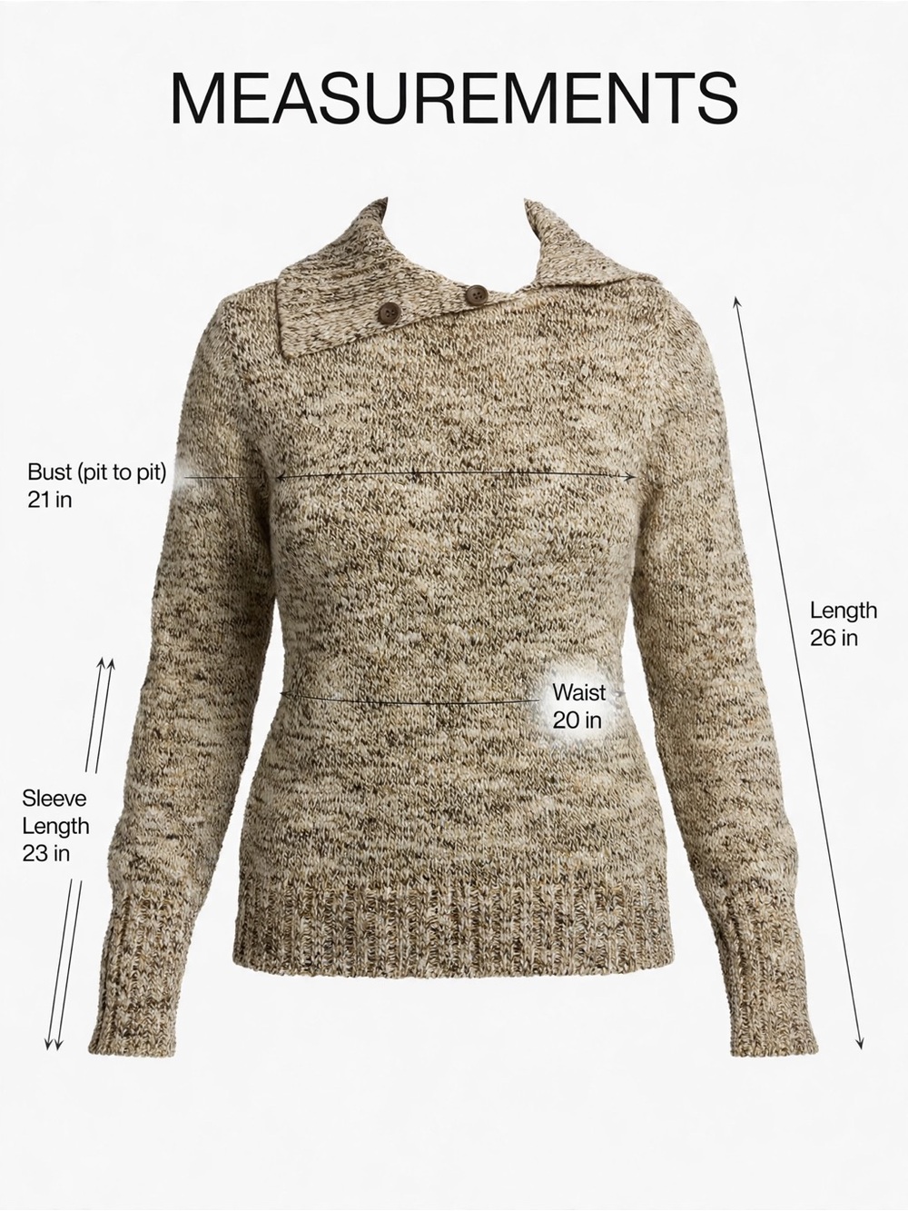 liz & co. Marled Knit Cowl Neck Sweater in Cream and tan - Picture 3 of 9